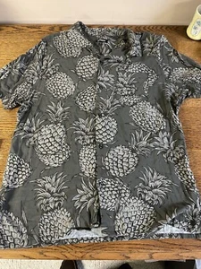 Express Men's Hawaiian Pineapple Button Down Short Sleeve Shirt Size Large - Picture 1 of 10