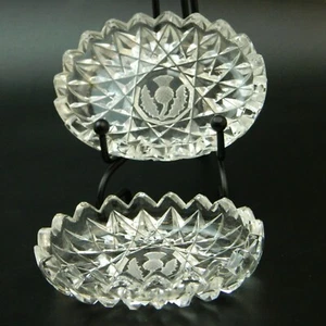 Cut Crystal Scottish Thistle Trinket Dish Lovely Quality Antique Decor - Picture 1 of 6