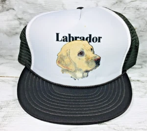 VTG 80'S 90'S LABRADOR (DOG) MESH (TRUCKER) SNAPBACK HAT BROWN & WHITE (VINTAGE) - Picture 1 of 7