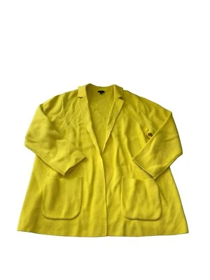 Chaqueta cárdigan Talbots para mujer 2X suéter amarillo tejido apretado frente abierto Foto 1 de 4
