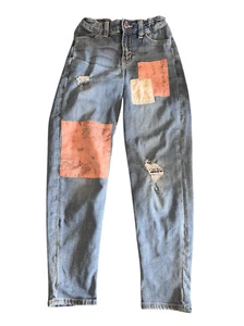 Abercrombie & Fitch kids high-rise mini Mom patchwork stretched jeans 9/10 - Picture 1 of 5