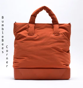 ZARA Bucket Bag RUBBERIZED BASE Tote ORANGE NYLON Shoulder HandBag NWT 6128/610 - Picture 1 of 8