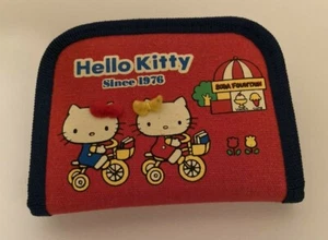 Hello Kitty Bi-fold wallet Red denim 2003 vintage Sanrio Japan - Picture 1 of 6