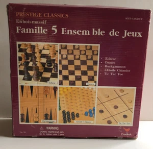 VINTAGE 1993 FUN FAMILY 7 GAME CENTER SOLID WOOD BOARD GAMES PRESTIGE CLASSICS - Picture 1 of 12