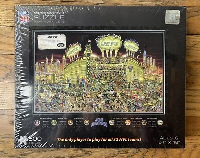 New York Jets-NFL Football-Find Joe Journeyman-500 Piece Puzzle-NEW SEALED - Image 1 of 4