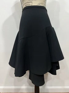 Sportmax schwarz Krepp asymmetrisch Minirock 10 asymmetrisch Neu mit Etikett - Bild 1 von 9