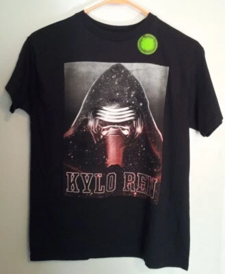 迪士尼星球大战 Kylo Ren 黑色 T 恤男孩尺寸 L 夜光图形 — 第 1/4 张图片