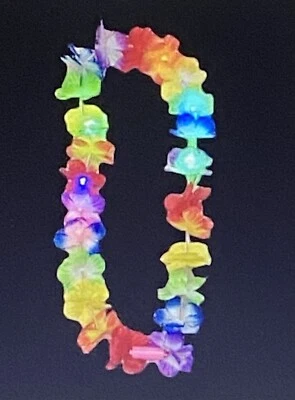 Light Up Hawaiian Hula Fancy Dress Costume Glow Flower Garland Hen/Stag/Necklace - Image 1 of 4