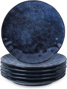 US Shipp,Ceramic Dinner Plate Set, 10.5-inch, Set of 6, Round, Ceramic Fluted - Picture 1 of 6