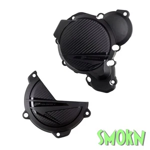 KTM TBi Casing Covers Clutch & Ignition fit 250 300 EXC 24-25 Polisport 2T Black - Picture 1 of 2