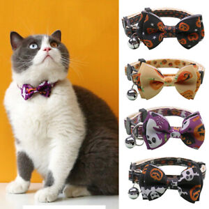 Halloween Pumpkin Bowknot Cat Collar Buckle Dog Bow Tie with Bell Puppy Bow Tie°