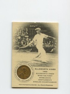 #LK.1518 ELLSWORTH VINES 1932 Lincoln Penny Insert Trade Card RARE