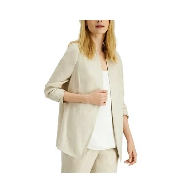 Blazer Chaqueta Alfani Mujer L Pulido Beige Manga Acanalada Frente Abierto Nuevo con Etiquetas U31 Foto 1 de 3