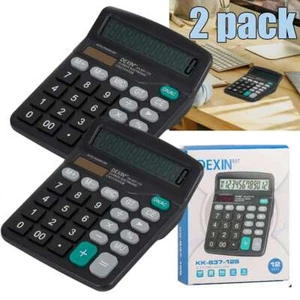 12-Digit Desktop Calculator Solar Battery Big Button Dual Power Large Display - Picture 1 of 15