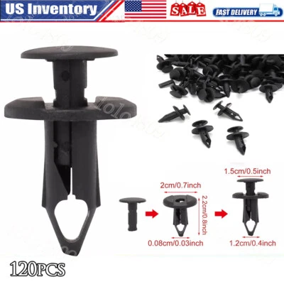 120pcs 8mm Push-Type Rivet Fastener Bumper Fender Clips for Nissan Body Panels - Изображение 1 из 4