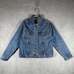 Bill Blass Jeansjacke Herren Large Denim Trucker Knopfleiste Taschen - Bild 1 von 11