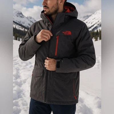 Chaqueta de esquí aislante The North Face Clement para hombre pequeña gris roja DryVent Foto 1 de 4