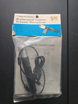 Vintage Realistic Replacement Cassette Dynamic Microphone NOS Sealed - Image 1 of 2