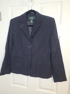 Lauren Ralph Lauren Women's Striped 100% Wool Button up Blazer Size 6 - Picture 1 of 6