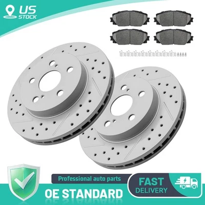 Rotores perforados delanteros + pastillas de freno para Toyota Prius 2016-2022 Prius 2019-2022 AWD-e Foto 1 de 4