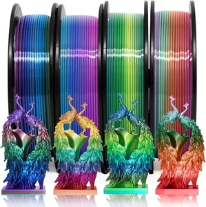 Silk Shiny 4 rodzaje tęcza wielokolorowa szybka zmiana koloru PLA - NOWY BEZ PUDEŁKA - Zdjęcie 1 z 4
