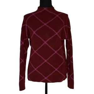 Tahari Women’s Sweater Medium Burgundy Pink Diamond Mock Neck Long Sleeve - Picture 1 of 6