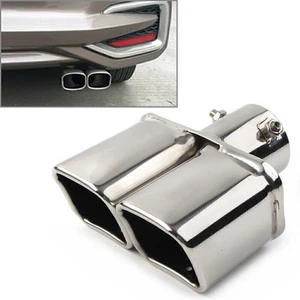 Tubo de escape trasero doble de acero inoxidable para coche punta silenciadora cuadrada universal - Imagen 1 de 12
