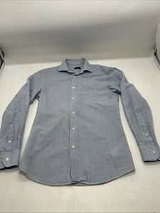 Ermenegildo Zegna Men's White & Blue Striped Dress Shirt Size S Seersucker. - Picture 1 of 18