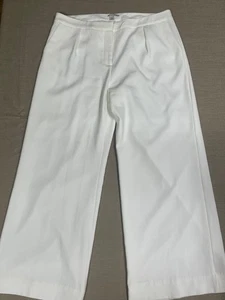 Halogen Pants White Cream Wide Leg size 12 Dress Mix Material Very large leg - Picture 1 of 19