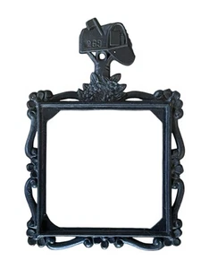 Cast Iron Frame With Mailbox For 4x4 Tile Trivet Hot Plate Empty NO TILE Vintage - Picture 1 of 2