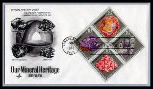 US FDC # 1538-1541 10c Mineral Heritage block ArtCraft black 1974, 9d528 - Picture 1 of 1