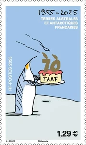 fsat 2025 taaf antarctic 70 years of TAAF 1955 birds stylized PENGUIN 1v mnh - Picture 1 of 1