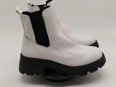 Женские сапоги Topshop Chelsea размер 6 белые черные коренастые на платформе с зажимной подошвой - Изображение 1 из 4