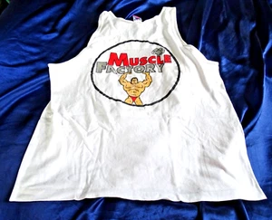 Vtg Muscle Factory Gym Bodybuilder Logo Graphic Muscle Daddy Tank Top FOTL Large - Picture 1 of 9