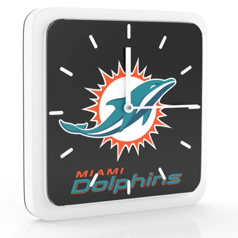 New 3 in 1 NFL Miami Dolphins Home Office Decor Wall Desk Magnet Clock 6 inches Cover