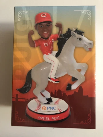 Yasiel Puig *The Wild Horse* Bobblehead SGA Cincinnati REDS 7/18/19 New In Box Cover
