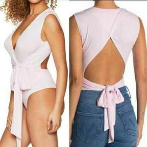 New BCBGeneration Women's Surplice Wrap Tie Knit Bodysuit in Lilac XS with tags - Picture 1 of 16