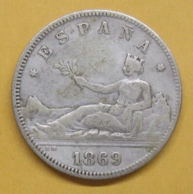 1869 Spain 2 Pesetas Take a Look - Image 1 of 2