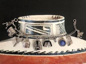 Vintage WWII Charm WesternCowboy Themed Sterling Silver Sweetheart Bracelet 1944 - Picture 1 of 4