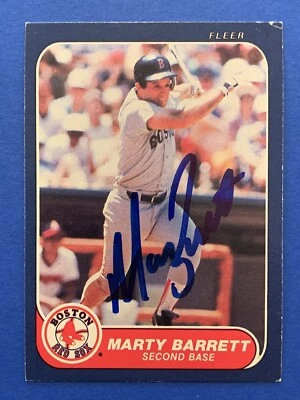 MARTY BARRETT (RED SOX HOF/1986 ACLS MVP) Signed 1986 Fleer #340 Autograph Auto - Image 1 of 2
