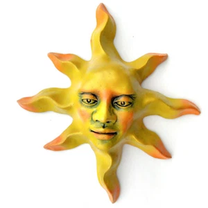 Classic Sun 11" Collectible Signed Sun Face Wall Sculpture, Signed by Artist - Picture 1 of 13