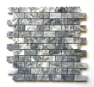 Gray Blue 1X2 Polished Marble Mosaic Tile Wall Backsplash Floor Kitchen Bath - Picture 1 of 4