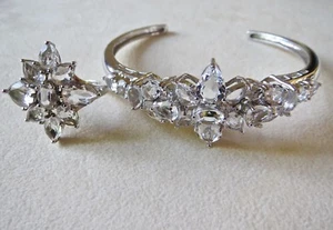 Passendes Sterlingsilber Kristall 8" Armband & Größe 7,25 Ring SAI 21 Gramm  - Bild 1 von 11