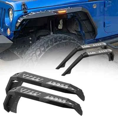 Guardabarros delantero/trasero de acero con luces LED para Jeep Wrangler JK JK 2007-2018 Foto 1 de 4