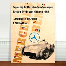 Vintage 1995 Auto Racing Poster Art ~ CANVAS PRINT 36x24" Mercedes Benz