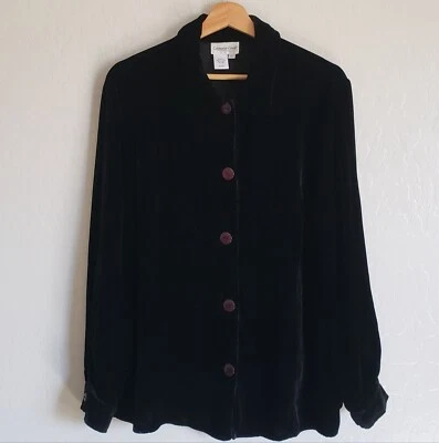 Топ на пуговицах Coldwater Creek черный бархат бордовый размер XL Vamp Goth Whimsigoth - Изображение 1 из 4