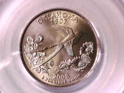 Oklahoma 2008 P Washington State Quarter PCGS SP 68 Satin Finish 15365659 - Image 1 of 3