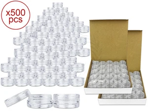 500 Pieces 3 Gram/3ml Plastic Round Clear Sample Jar Containers with Clear Lids  - Picture 1 of 1