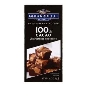 Ghirardelli Unsweetened Chocolate 100% Cacao Premium Baking Bar 4 Oz (Pack Of 1) - Picture 1 of 6