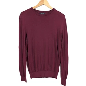 Zara Man Pullover Crewneck Sweater Mens L Burgundy Extrafine Wool Career Casual - Picture 1 of 8